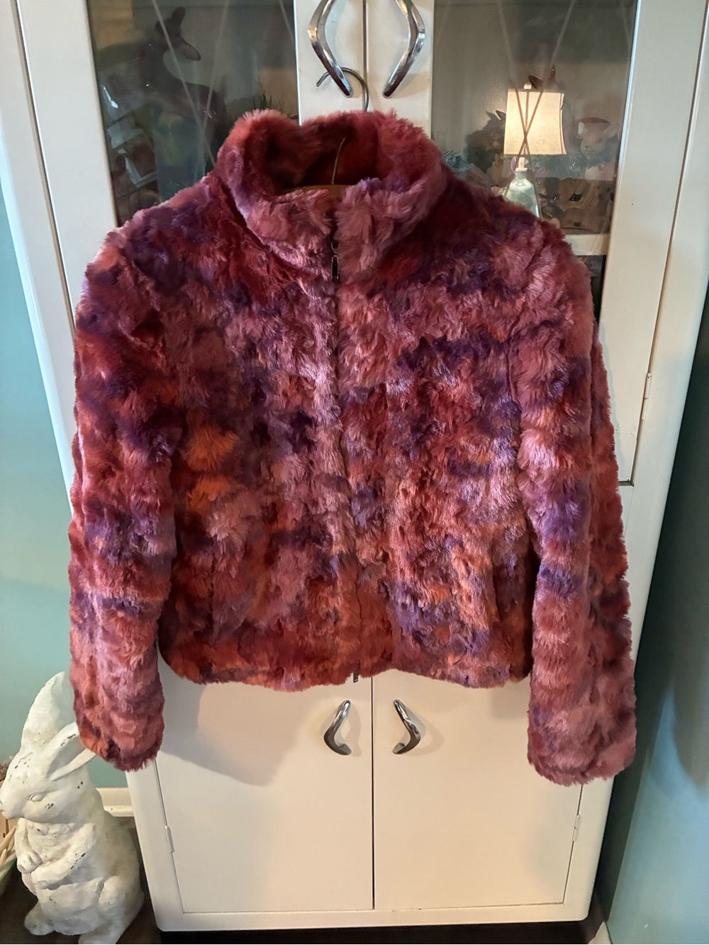 Fabulous Furs Women's sz S Faux-Fur Zip Jacket - Rose Mauve like new